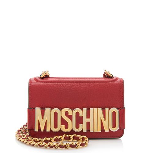 Moschino Leather Mini Logo Plaque Shoulder Bag