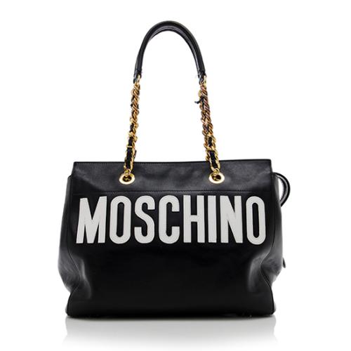 Moschino Leather Stitched Logo Tote - FINAL SALE