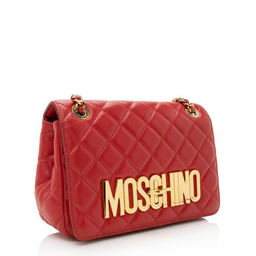 Moschino Monogram Quilted Leather Logo Flap Bag