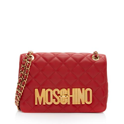 Moschino Monogram Quilted Leather Logo Flap Bag