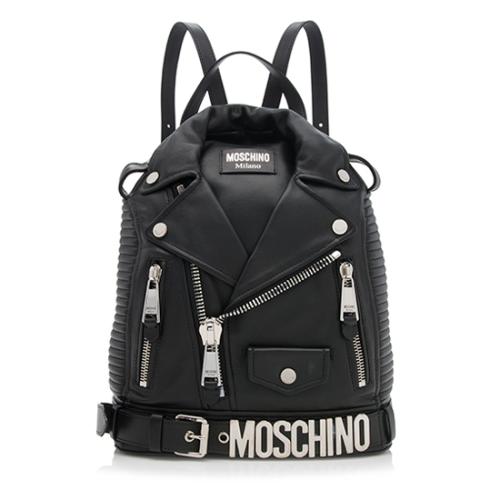 Moschino Nappa Leather Jacket Lapels Backpack