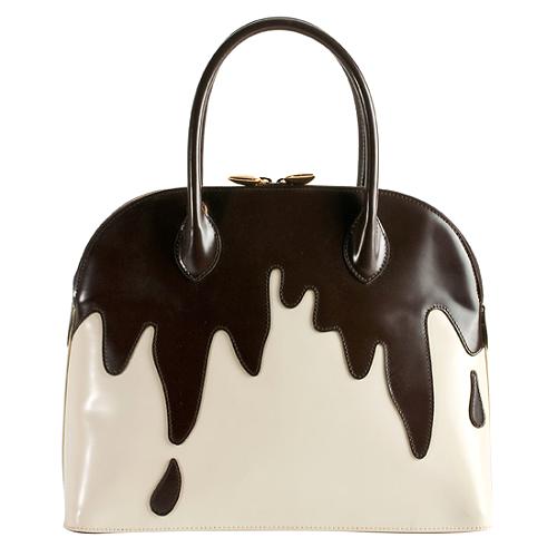 Moschino Vintage Dripping Chocolate Satchel Handbag