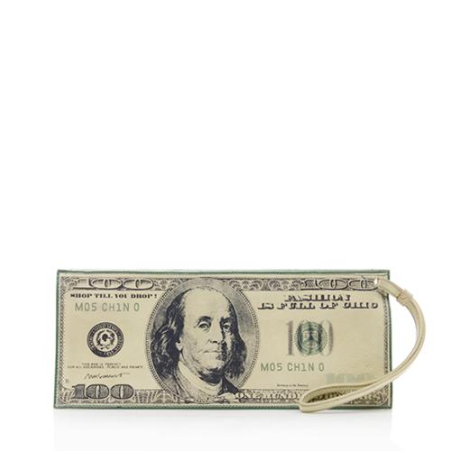 Moschino Vintage Suede Hundred Dollar Bill Wristlet