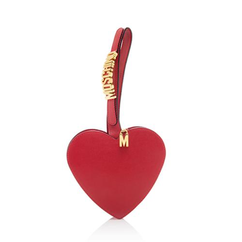 Moschino Vintage Leather Logo Heart Wristlet