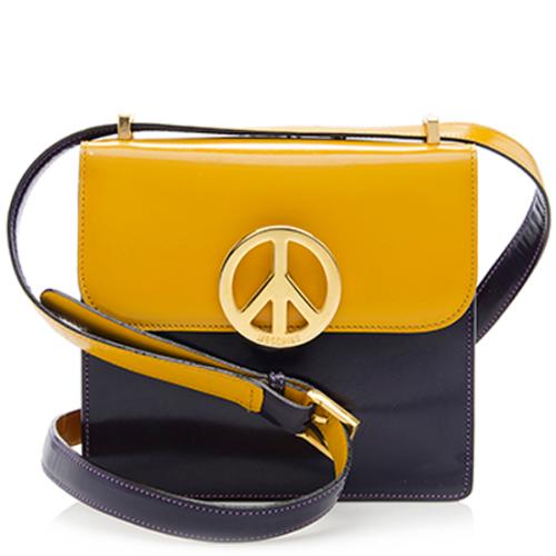 Moschino Vintage Leather Peace Flap Crossbody Bag