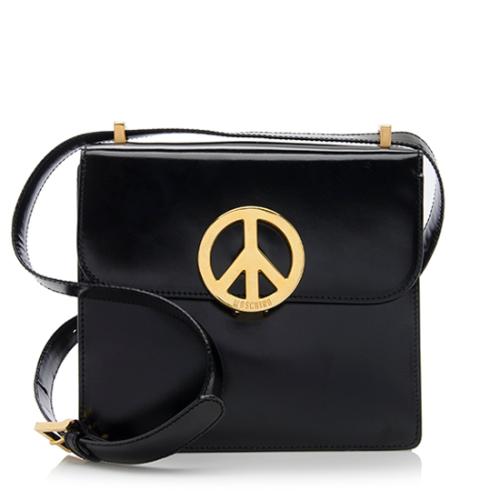 Moschino Vintage Leather Peace Flap Crossbody