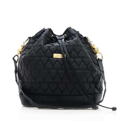 Moschino Vintage Nylon Heart Quilted Bucket Bag