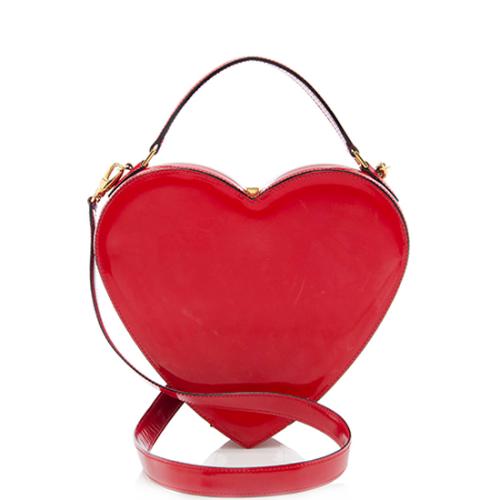 Moschino Vintage Patent Leather Heart Shoulder Bag
