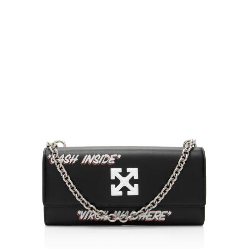 Off-White Leather Logo Jitney Wallet on Chain Bag