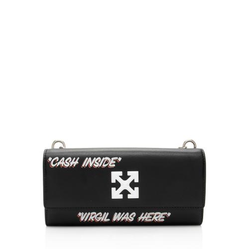 Off-White Leather Logo Jitney Wallet on Chain Bag