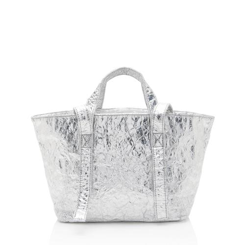 Off-White Metallic Leather Commercial Hand Off Tote