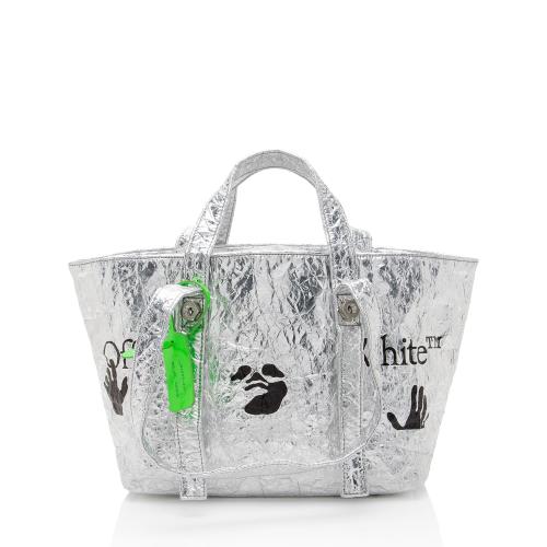 Off-White Metallic Leather Commercial Hand Off Tote
