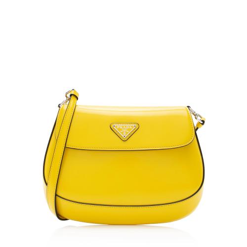 Prada Brushed Leather Cleo Flap Shoulder Bag