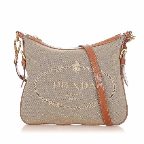 Prada Brown Canapa Canvas Crossbody Bag