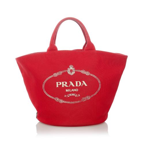 Prada Canapa Logo Canvas Tote Bag