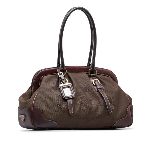 Prada Canapa Logo Satchel Brown