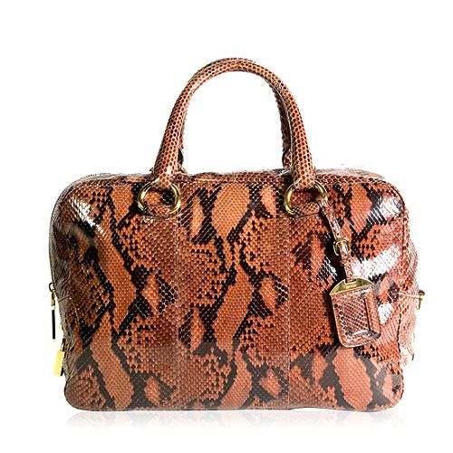 Prada Cervo Lux Print Bowler Satchel Handbag