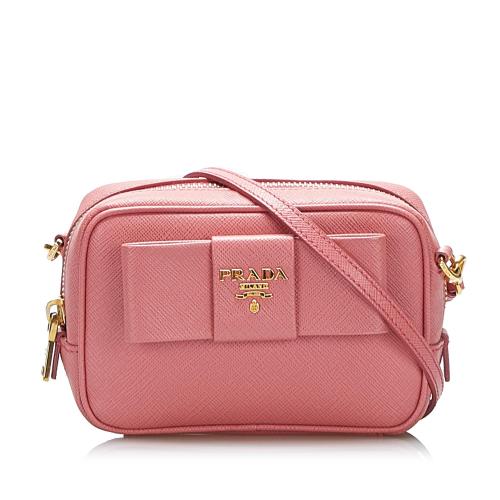 Prada Fiocco Bow Saffiano Crossbody Bag