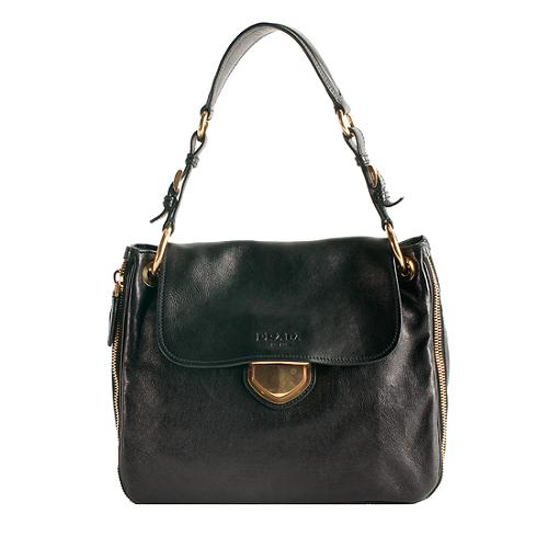 Prada Glace Calf Pattina Shoulder Handbag