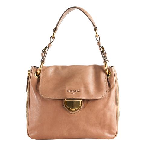 Prada Glace Calf Pattina Shoulder Handbag