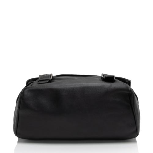 Prada Leather Double Buckle Flap Messenger Bag