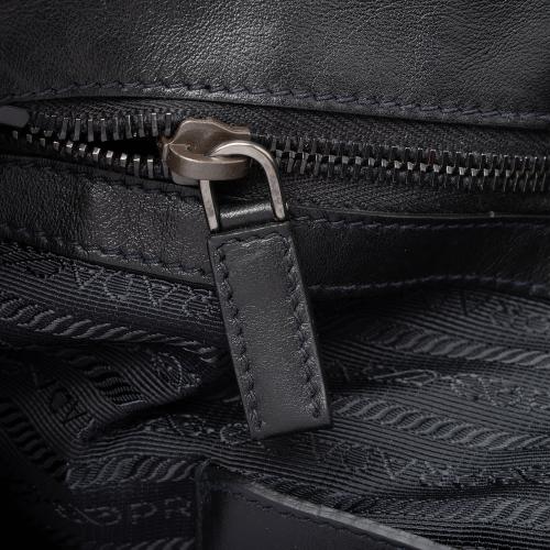 Prada Leather Double Buckle Flap Messenger Bag