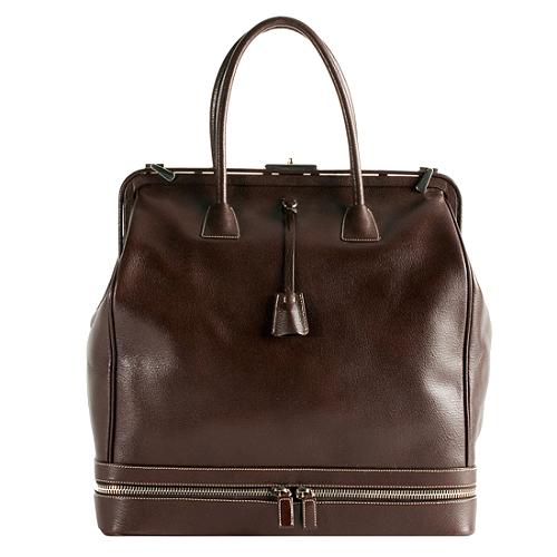 Prada Leather Framed Large Satchel Handbag