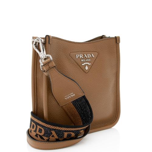 Prada Leather Logo Mini Soft Hobo