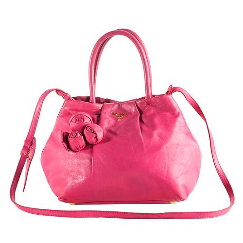 Prada Leather Rose Small Satchel Bag