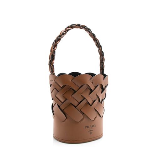 Prada Leather Woven Bucket Bag