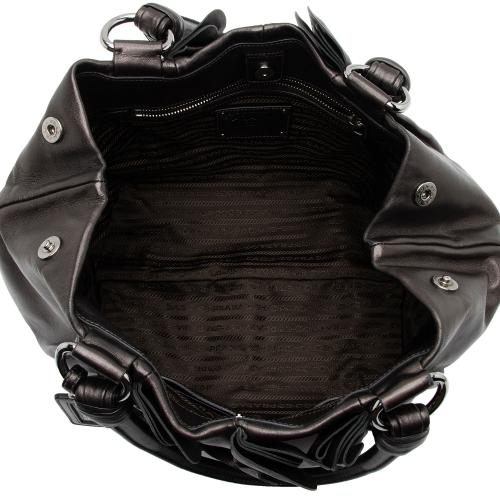 Prada Metallic Nappa Leather Ruffle Shoulder Bag