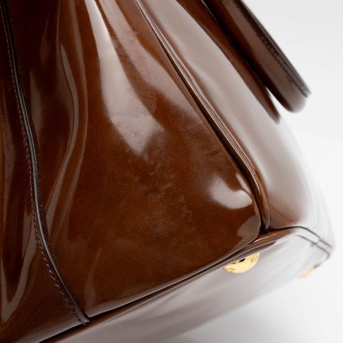 Prada Patent Leather Double Zip Medium Tote