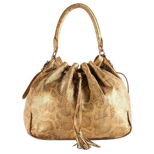 Prada Python Drawstring Shoulder Handbag