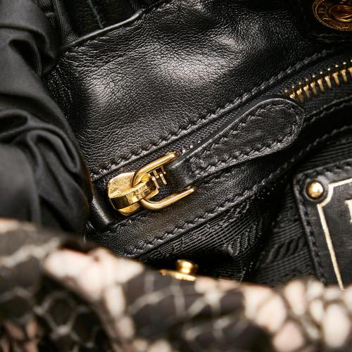 Prada Python Print Bow Tessuto Handbag