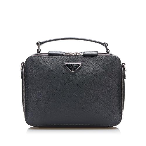 Brique Leather Shoulder Bag in Black - Prada