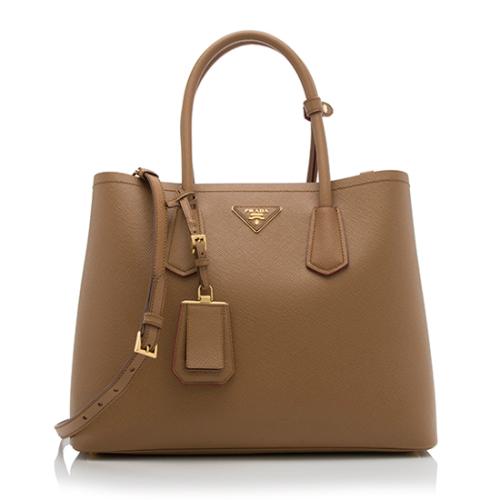 Prada Saffiano Cuir Leather Double Handle Large Tote