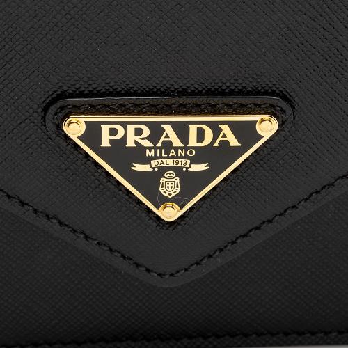 Prada Envelope Leather Chain Clutch Blue - Dallas Designer