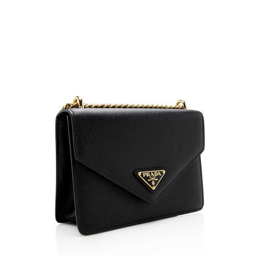 Prada - Black Saffiano Leather Envelope Shoulder Bag