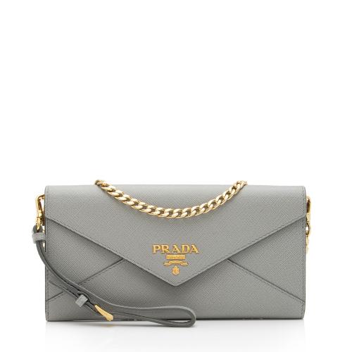 Prada Saffiano Leather Envelope Wallet On Chain Bag