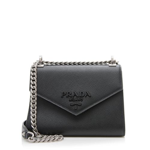 Prada Saffiano Leather Monochrome Chain Shoulder Bag