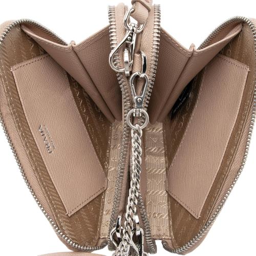 Prada Saffiano Leather Triangle Mini Crossbody Bag