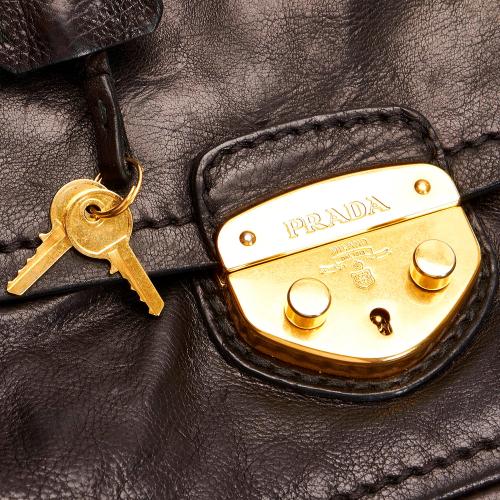 Prada Sound Lock Leather Chain Shoulder Bag