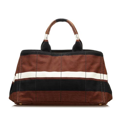 Prada Striped Canapa Handbag