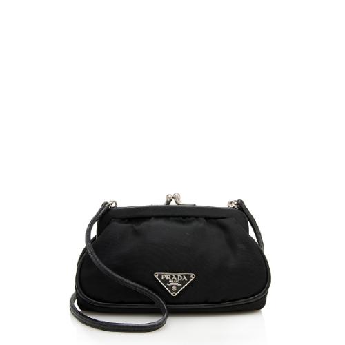 Prada Tessuto Kiss Lock Mini Crossbody Bag