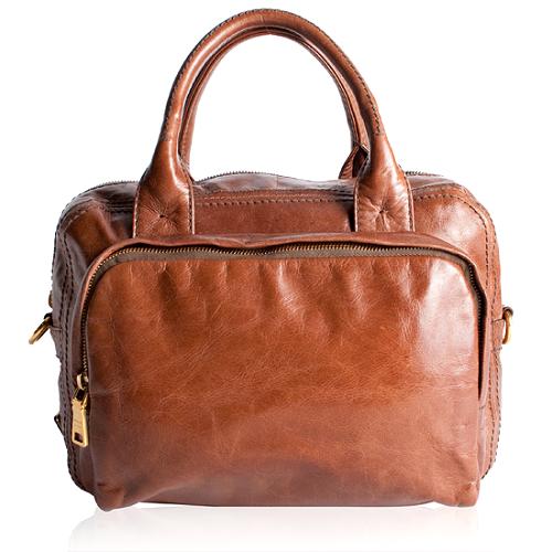 Prada Vitello Shine Leather Bauletto Zip Satchel Handbag