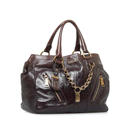 Prada Vitello Shine Zippy Tote Bag | Prada Handbags | Bag Borrow