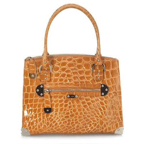 Rafe New York Shiny Croc 'Amy' Medium Shoulder Handbag