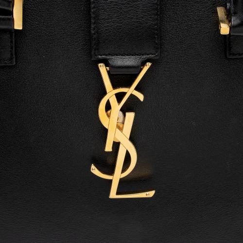 Saint Laurent Handbag Shoulder Bag Baby Cabas Leather Black Gold Women's