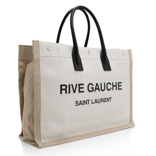 Saint Laurent Canvas Calfskin Rive Gauche Large Tote