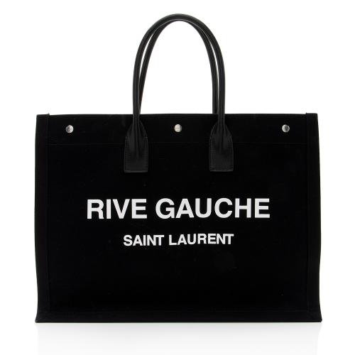 Saint Laurent Canvas Calfskin Rive Gauche Large Tote
